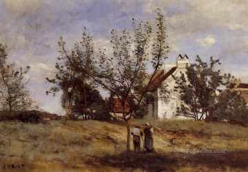 Jean Baptiste Camille Corot Painting - Un huerto en la época de la cosecha romanticismo al aire libre Jean Baptiste Camille Corot